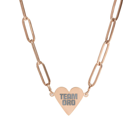 NEW: "TEAM ORO" Paperclip Heart Necklace (Engraving)