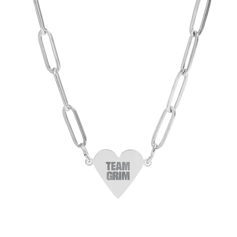 NEW"TEAM GRIM" Paperclip Heart Necklace (Engraving)