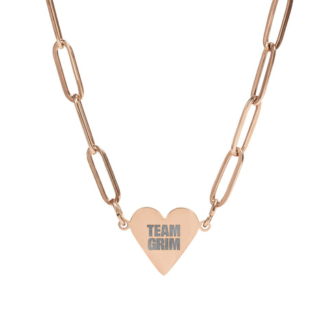 NEW"TEAM GRIM" Paperclip Heart Necklace (Engraving)