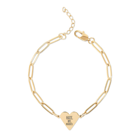 NEW: "HATE ME HARDER" Paperclip Heart Bracelet (Engraving)