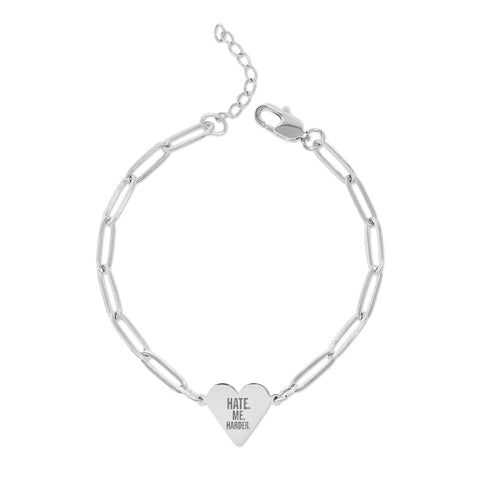 NEW: "HATE ME HARDER" Paperclip Heart Bracelet (Engraving)