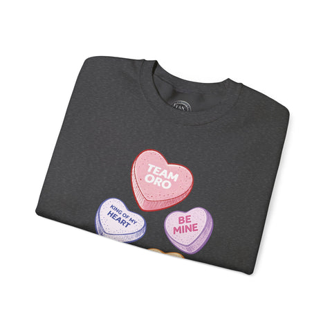 CANDY CAPSULE: TEAM ORO CONVERSATION HEART SWEATSHIRT IN SHADOW
