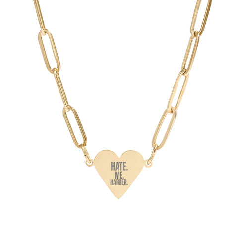 NEW"HATE ME HARDER" Paperclip Heart Necklace (Engraving)