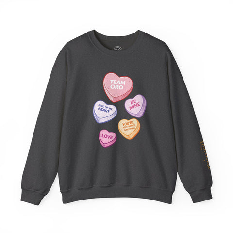CANDY CAPSULE: TEAM ORO CONVERSATION HEART SWEATSHIRT IN SHADOW