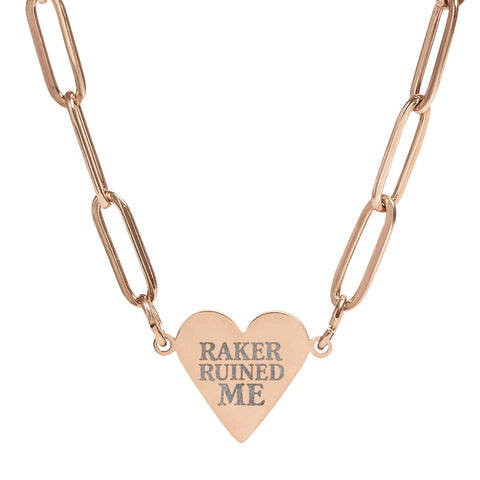 NEW"RAKER RUINED ME" Paperclip Heart Necklace (Engraving)