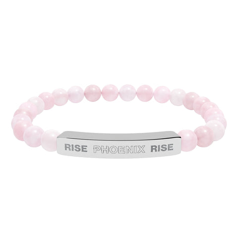 NEW: "RISE PHOENIX RISE" Natural Stone Stretch Bar Bracelet (Engraving)