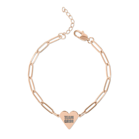 NEW: "TEAM GRIM" Paperclip Heart Bracelet (Engraving)