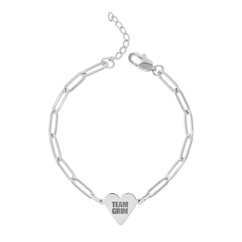 NEW: "TEAM GRIM" Paperclip Heart Bracelet (Engraving)