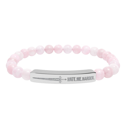 NEW: "HATE ME HARDER" Natural Stone Stretch Bar Bracelet (Engraving)