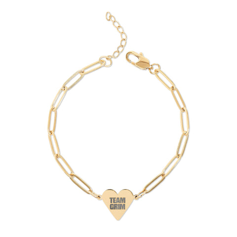 NEW: "TEAM GRIM" Paperclip Heart Bracelet (Engraving)