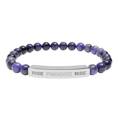 NEW: "RISE PHOENIX RISE" Natural Stone Stretch Bar Bracelet (Engraving)