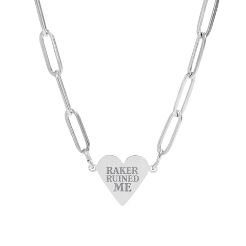 NEW"RAKER RUINED ME" Paperclip Heart Necklace (Engraving)