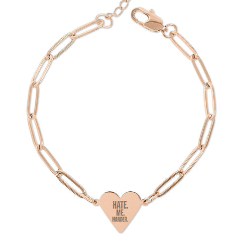 NEW: "HATE ME HARDER" Paperclip Heart Bracelet (Engraving)