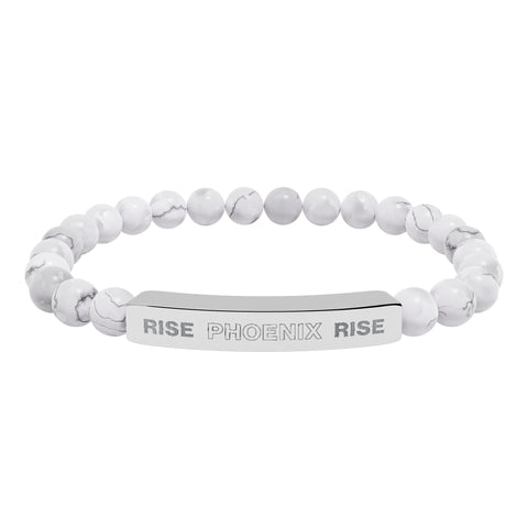 NEW: "RISE PHOENIX RISE" Natural Stone Stretch Bar Bracelet (Engraving)