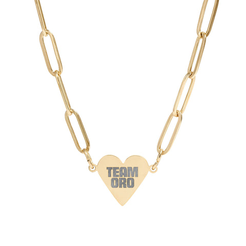 NEW: "TEAM ORO" Paperclip Heart Necklace (Engraving)