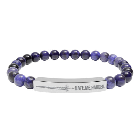 NEW: "HATE ME HARDER" Natural Stone Stretch Bar Bracelet (Engraving)