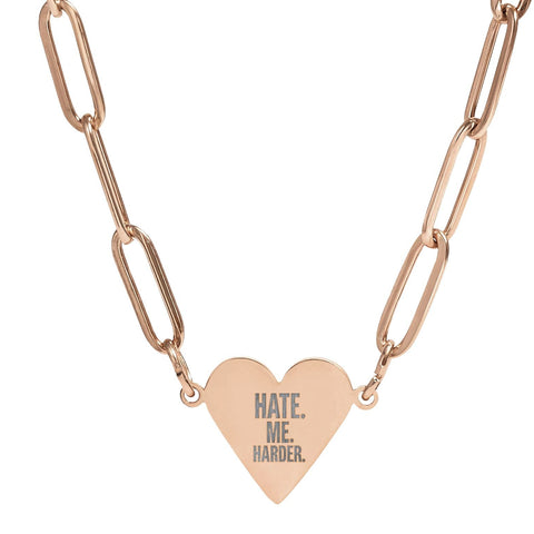 NEW"HATE ME HARDER" Paperclip Heart Necklace (Engraving)