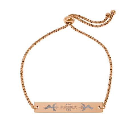 NEW: "RISE PHOENIX RISE" Adjustable Flat Bar Bracelet (Engraving)